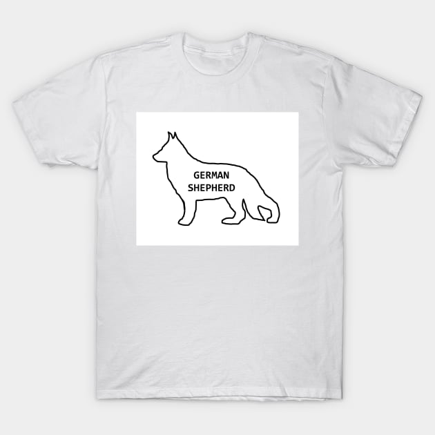 german shepherd white name silhouette T-Shirt by Wanderingangel